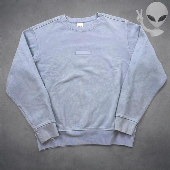 Zara Sweater Medium light Purple Cotton Crewneck Casual pullover - Picture 3 of 6